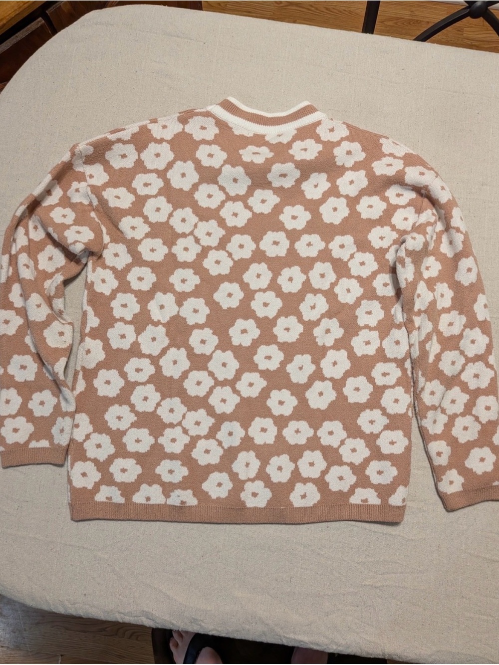 Floral Sweater Sweater in Camel and White - Picture 2 of 7
